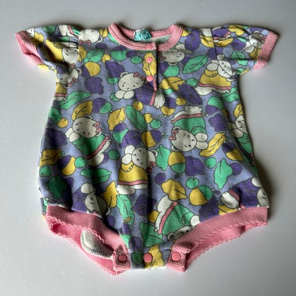 Bright Future Vtg Baby Girls Size 6-9 Months Purple Cat Bodysuit & Stirrup Pants - Picture 2 of 9